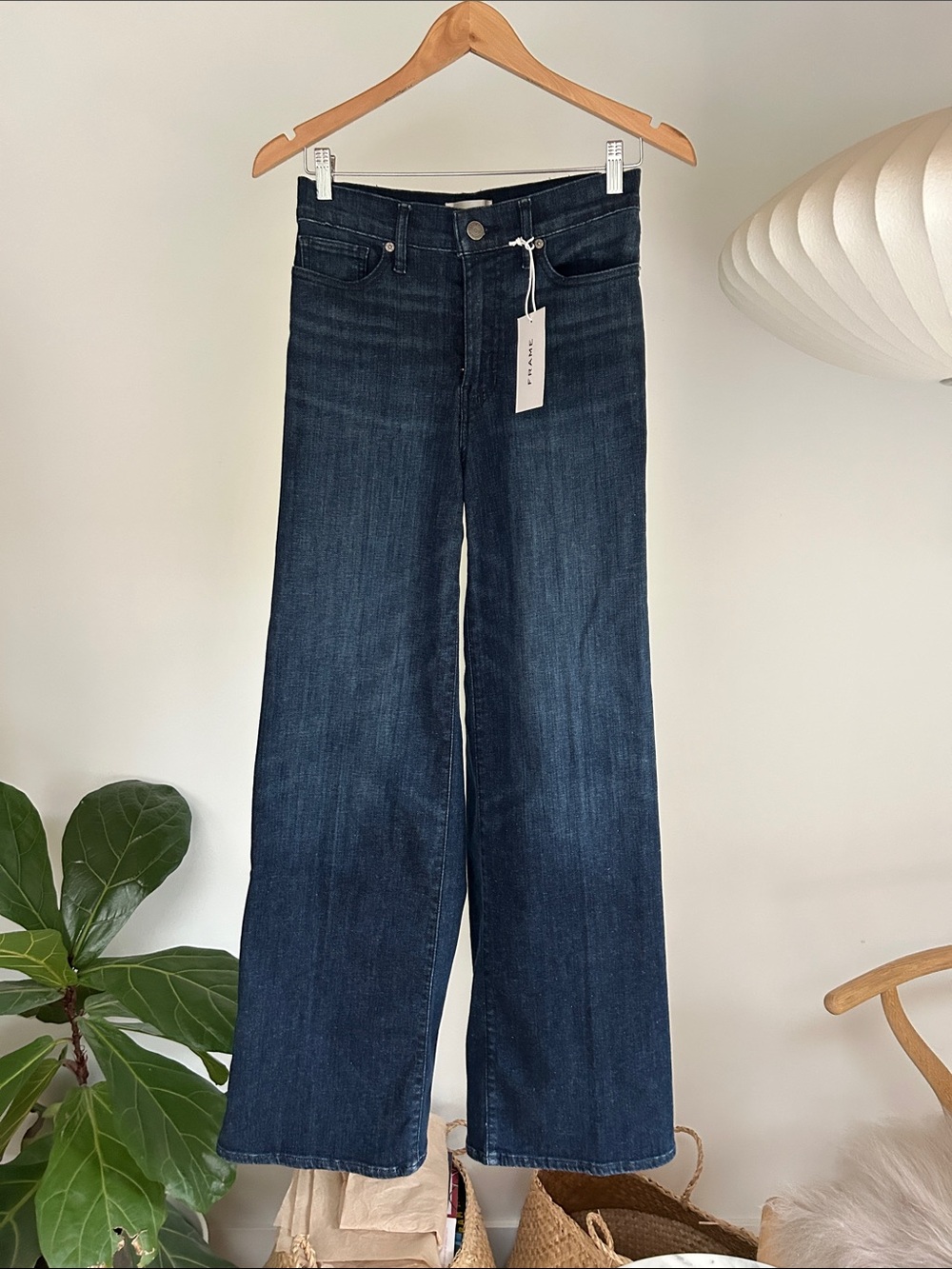 Frame Denim slim Palazzo Wide-Leg Jeans in Dark Indigo